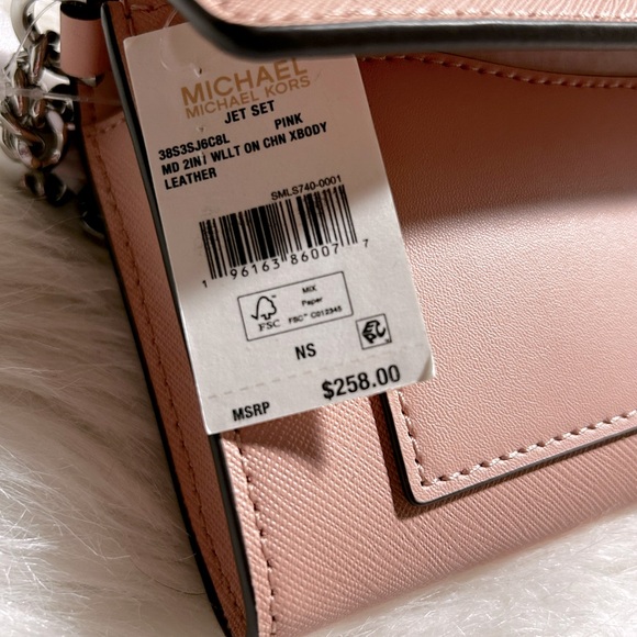 MICHAEL KORS Pink Jet Set Crossbody Wallet NWT - Picture 9 of 11